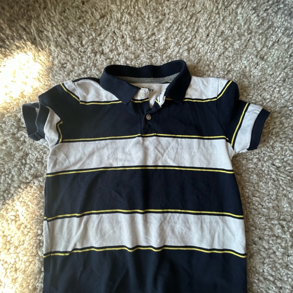Old Navy Navy and White Polo with Yellow Accents